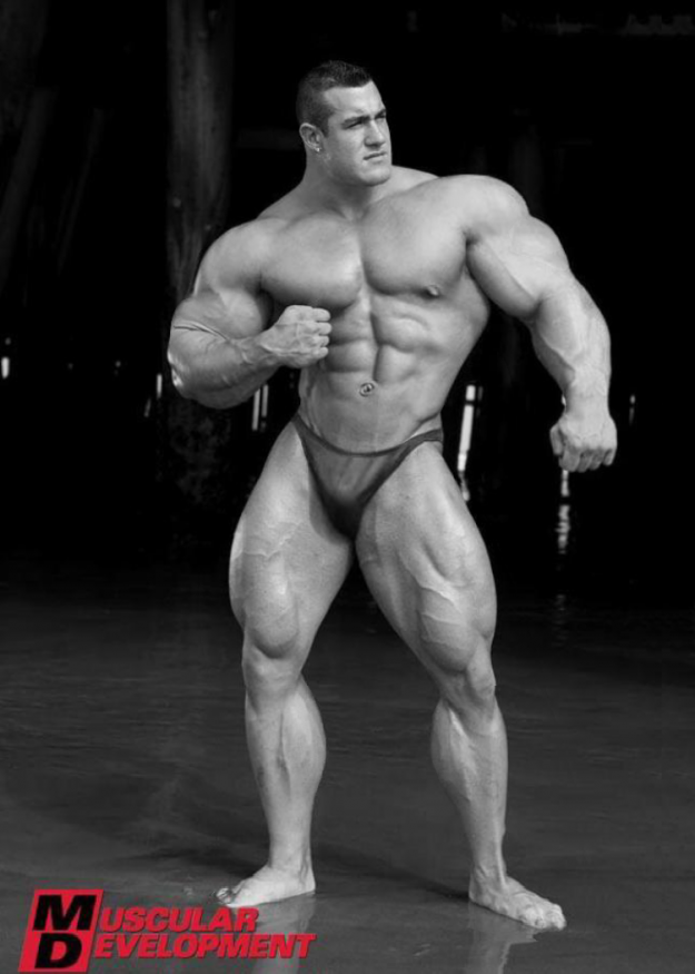 Classic wide stance pose.