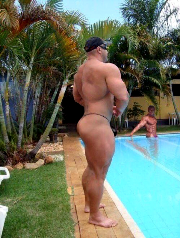 Big man, tiny thong.
