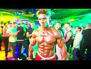 Hot US bodybuilder at a party