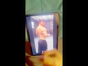 Cum Tribute to Young Bodybuilder Flexing