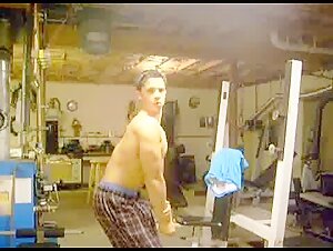 Bodybuilder Flexing In Boxer Shorts