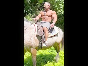Shirtless Hunk on a Horse
