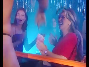 Latin male stripper in black leather Zorro outfit