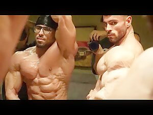 Josema Beast flexing off with fellow Spanish bodybuilder Mauro Fialho