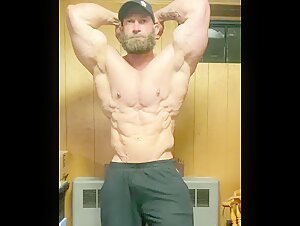 Giant Lumberjack posing his pumped body