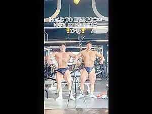 Korean Bodybuilder Flexing Huge Bulge